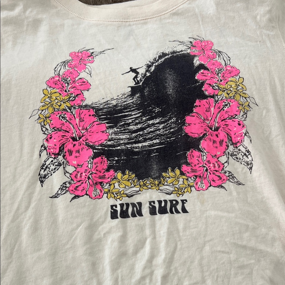 Jcrew Sun Surf Graphic Tee with Pink Floral Design - Picture 2 of 5